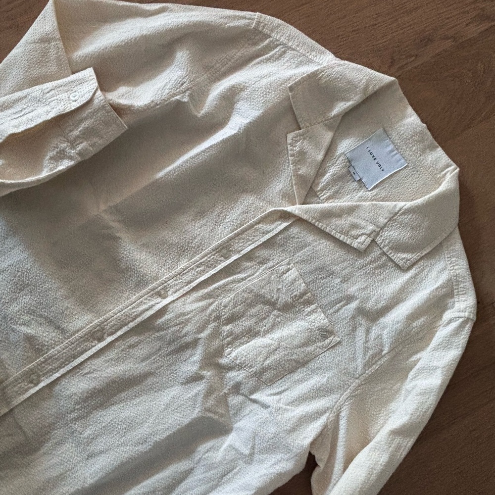 I love Ugly Men's Cream linen button down top. - Picture 6 of 6